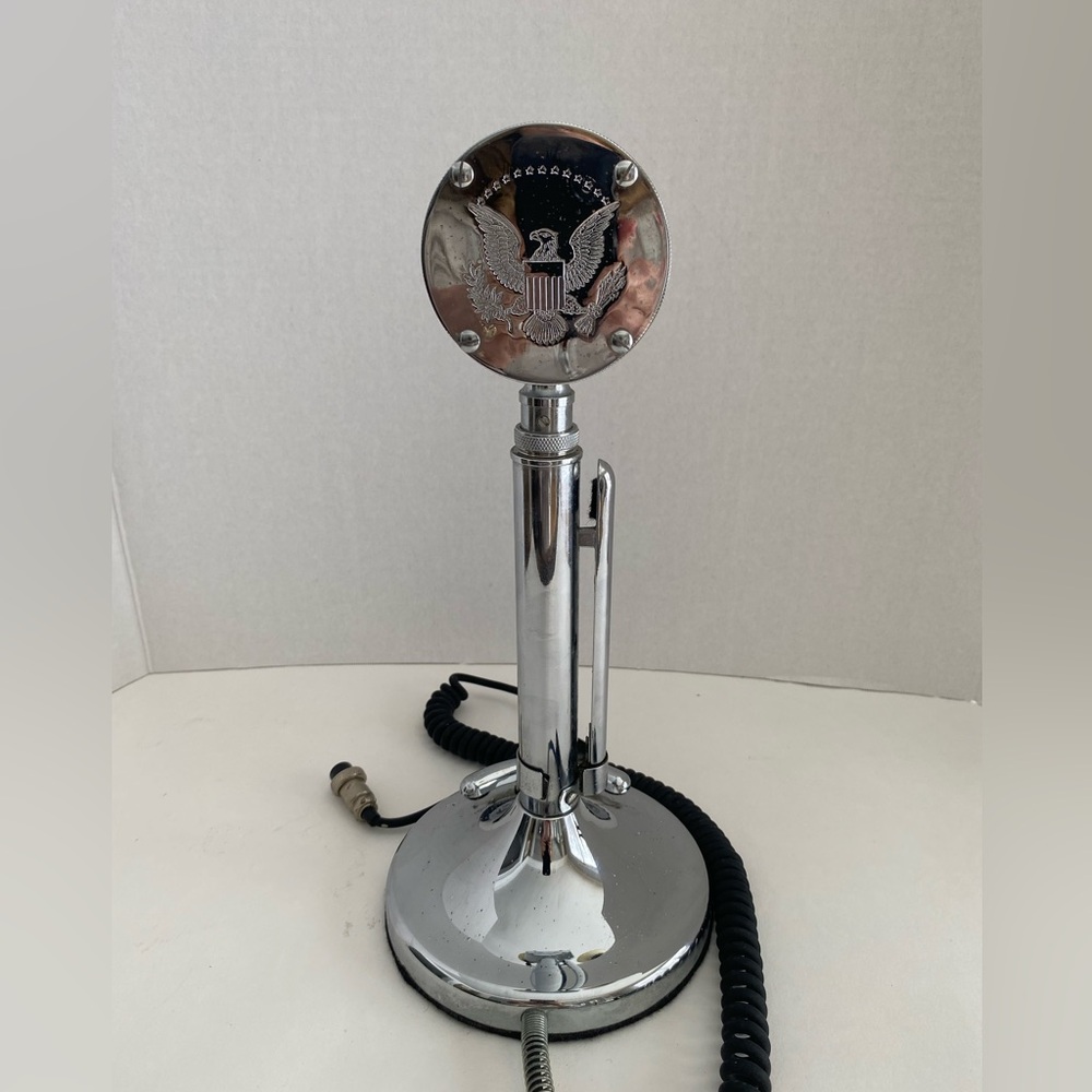 Vintage Astatic Silver Eagle Chrome Microphone with Eagle Emblem